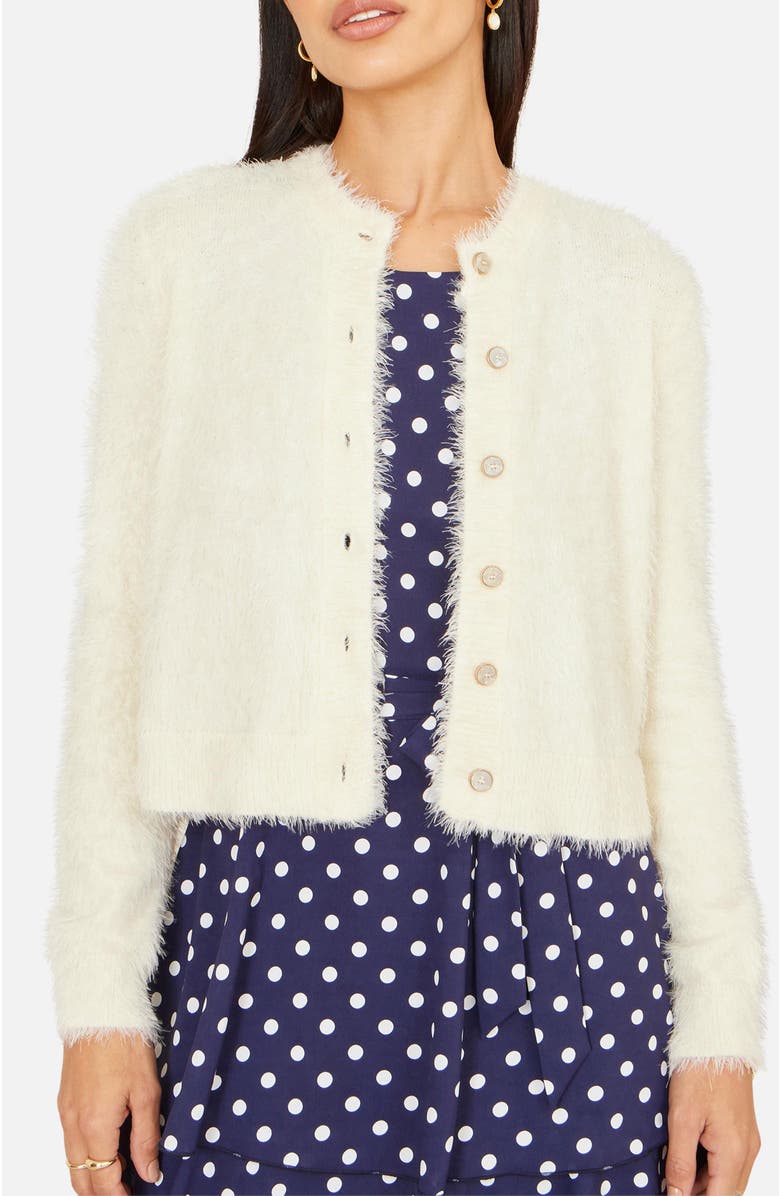 Yumi Eyelash Knit Long Sleeve Cardigan, Alternate, color, Ivory
