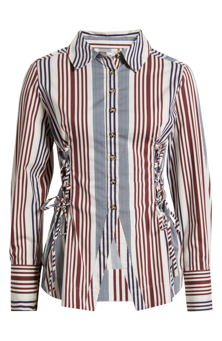 Damson Madder Jilla Stripe Lace-Up Button-Up Shirt, Alternate, color,