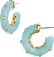 NEST Jewelry Amazonite Turquoise Stud Hoop Earrings