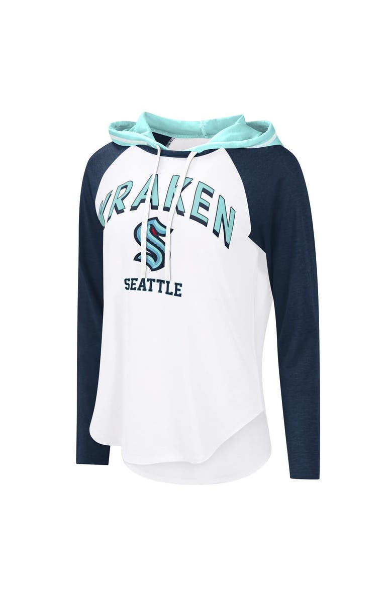 G-III 4HER BY CARL BANKS Women's G-III 4Her by Carl Banks White Seattle Kraken VIP Raglan Long Sleeve Hoodie T-Shirt, Alternate, color, White