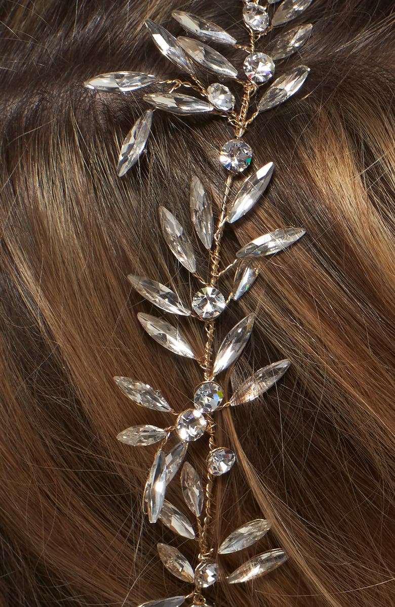 Brides & Hairpins Daphne Crystal Halo & Sash, Alternate, color, 14 K Gold
