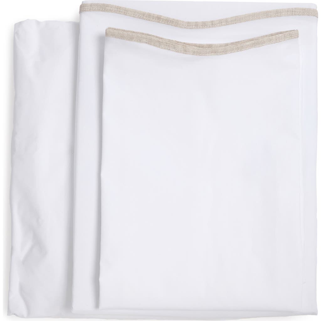 Pom Pom At Home Skylar Cotton Percale Sheet Set In White/flax