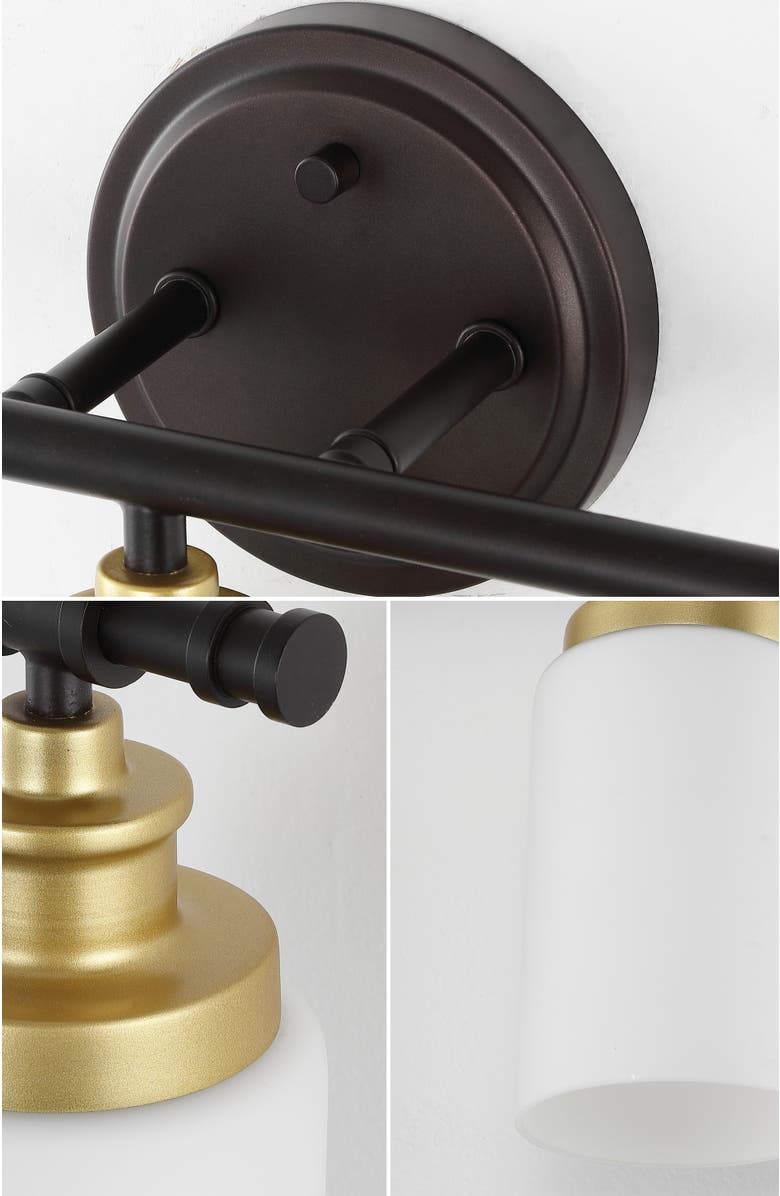 JONATHAN Y Egan 23.25" 3-Light Classic Cottage Vanity Light with Frosted Glass Shades and Bathroom Hardware Accessory Set, Alternate, color,