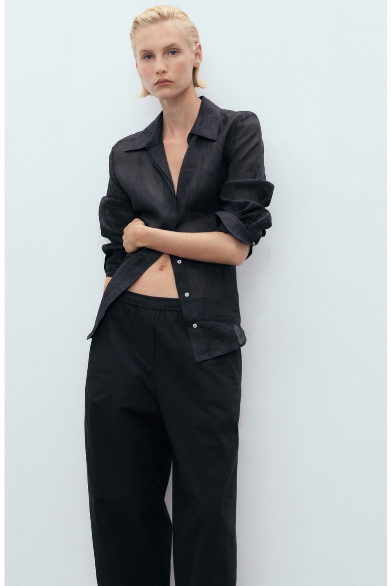 Pull-On Stretch Cotton Pants, Alternate, color, BLACK