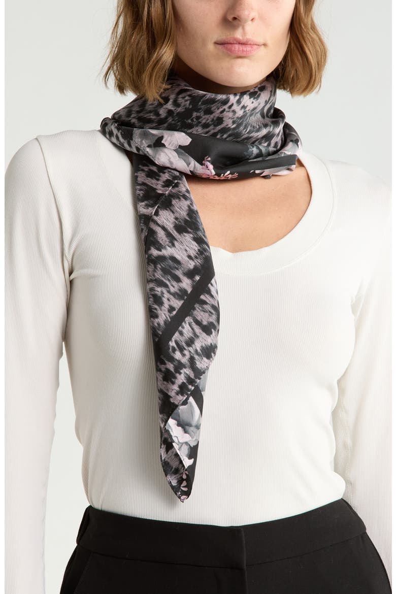 Spitalfield Spice Silk Square Scarf, Main, color, BLACK