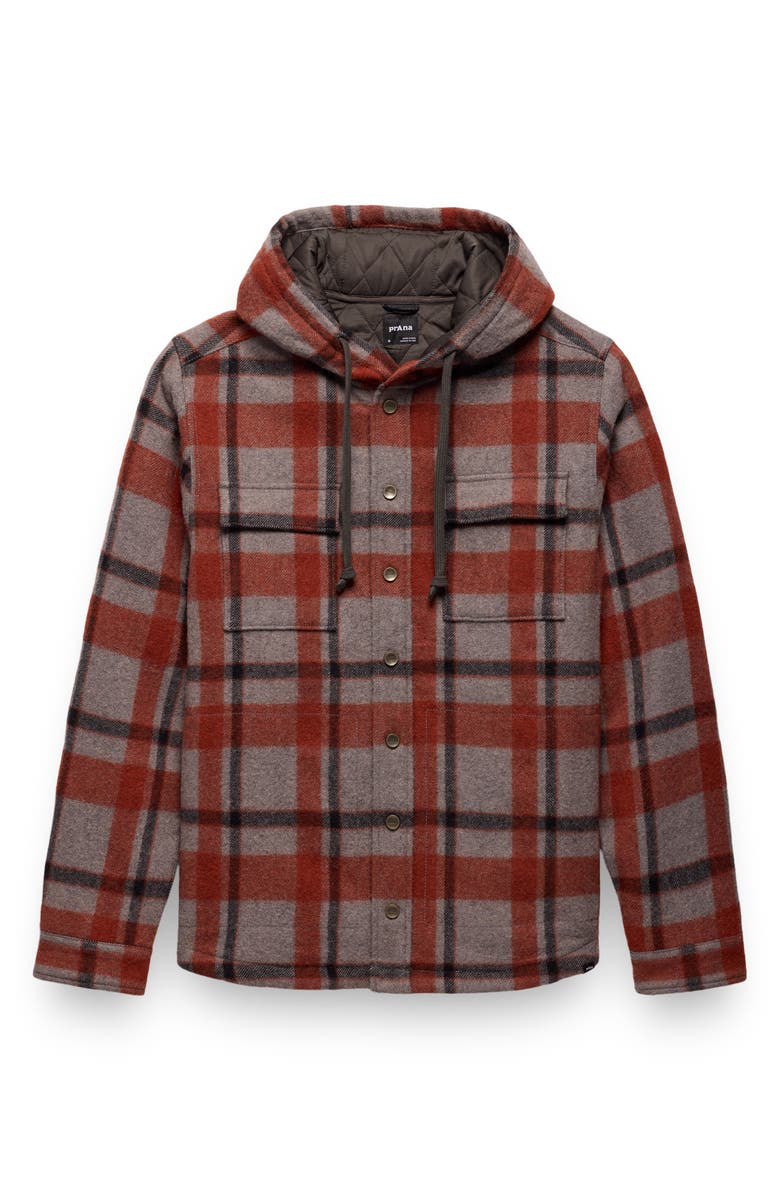 prAna Asgard Hooded Flannel Shirt Jacket, Alternate, color, Pewter
