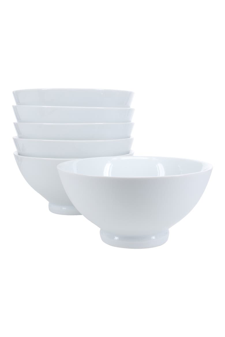 Set of 6 Noodle Bowls, Main, color, WHITE