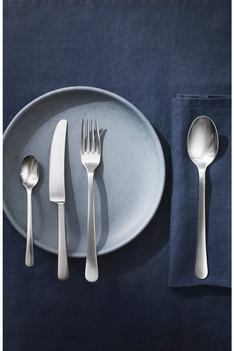 Copenhagen Five-Piece Matte Flatware Place Setting, Alternate, color, SILVER