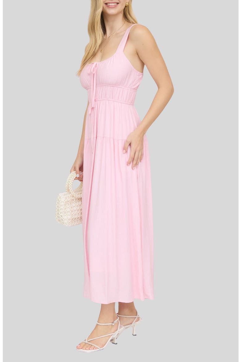 Front Tie Fit & Flare Midi Dress, Alternate, color, PINK