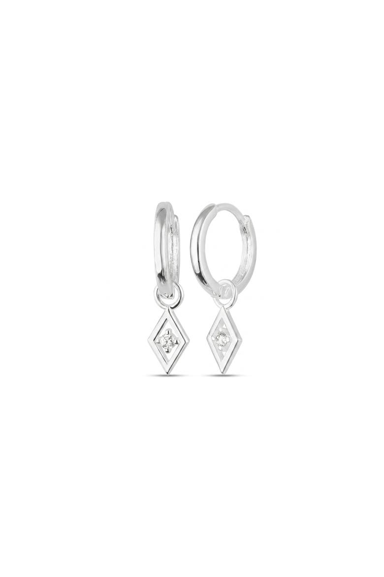 Sterling Silver Rhombus Pave Spike Drop Earring, Main, color, Silver
