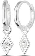 Spero London Sterling Silver Rhombus Pave Spike Drop Earring