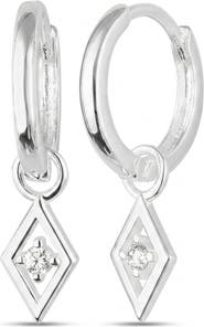 Spero London Sterling Silver Rhombus Pave Spike Drop Earring