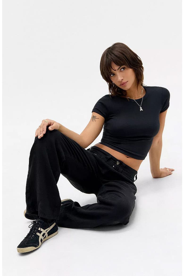 Kayla Linen & Cotton Five-Pocket Pants, Alternate, color, BLACK