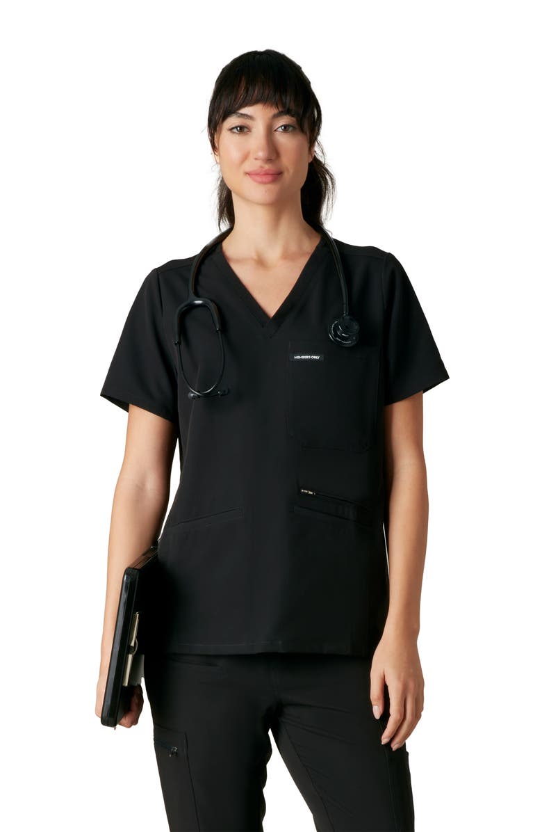 Members Only Palermo 4-Pocket Scrub Top, Main, color, Black