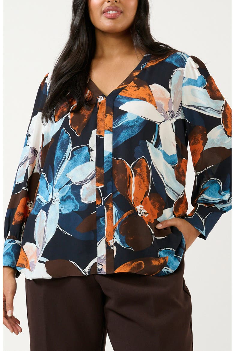 Annette Floral Popover Top, Alternate, color, AUBURN TIDES