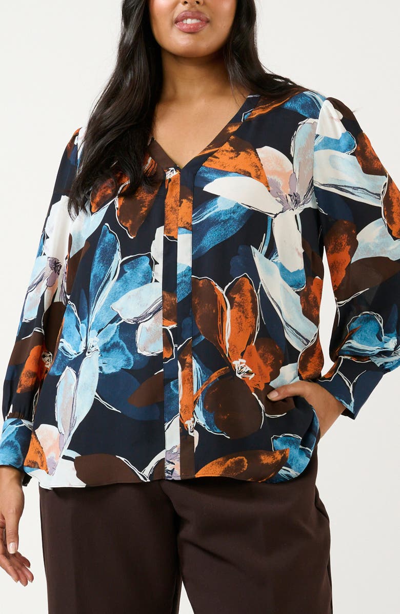Estelle Annette Floral Popover Top, Alternate, color, Auburn Tides