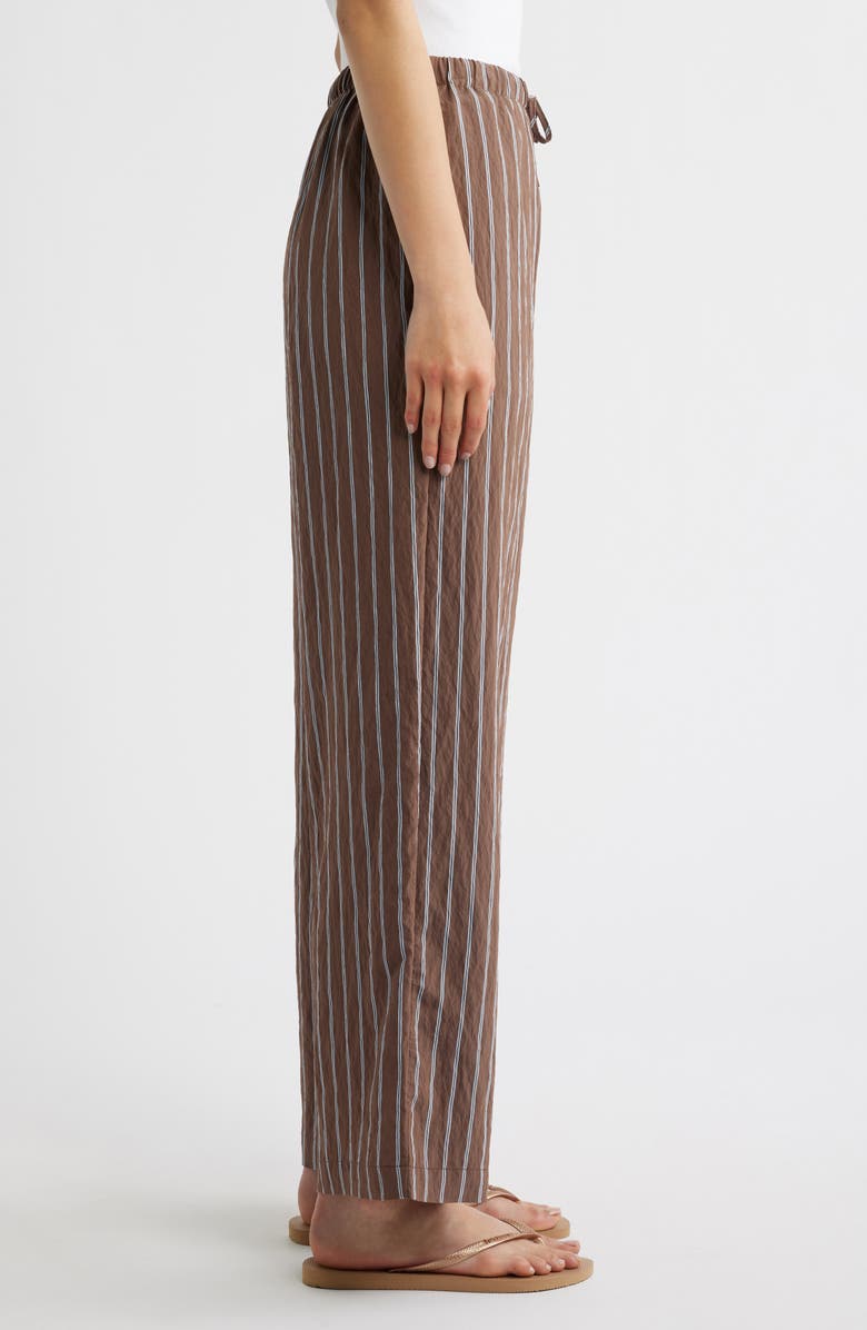 Madewell Stripe Pull-On Pants, Alternate, color, Brown Peri Twin Stripe