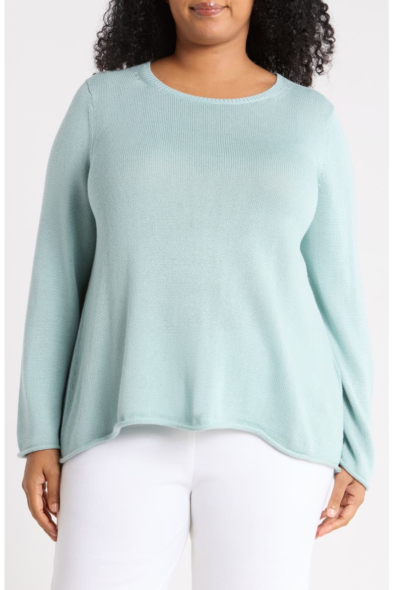 Bateau Neck Cotton Blend Sweater, Main, color, ARCTIC BLUE