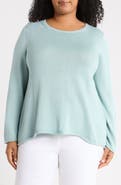 Eileen Fisher Bateau Neck Cotton Blend Sweater