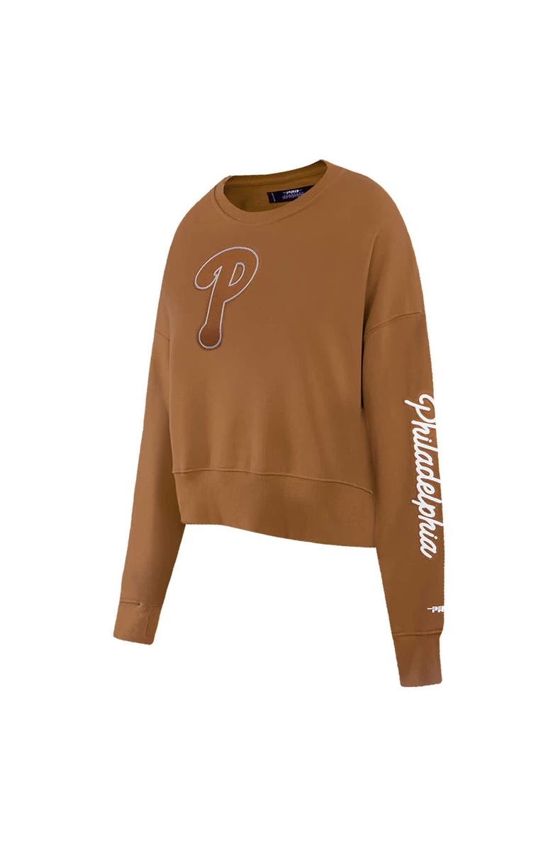 PRO STANDARD Women's Pro Standard Brown Philadelphia Phillies Paint The City Pullover Cropped Sweatshirt, Alternate, color, Brown