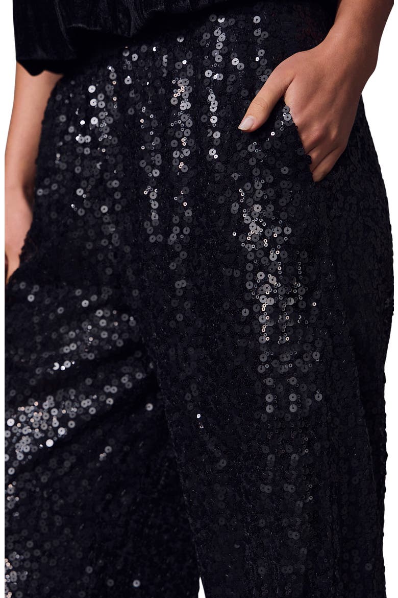 Float On Sequin Balloon Leg Pants, Main, color, BLACK
