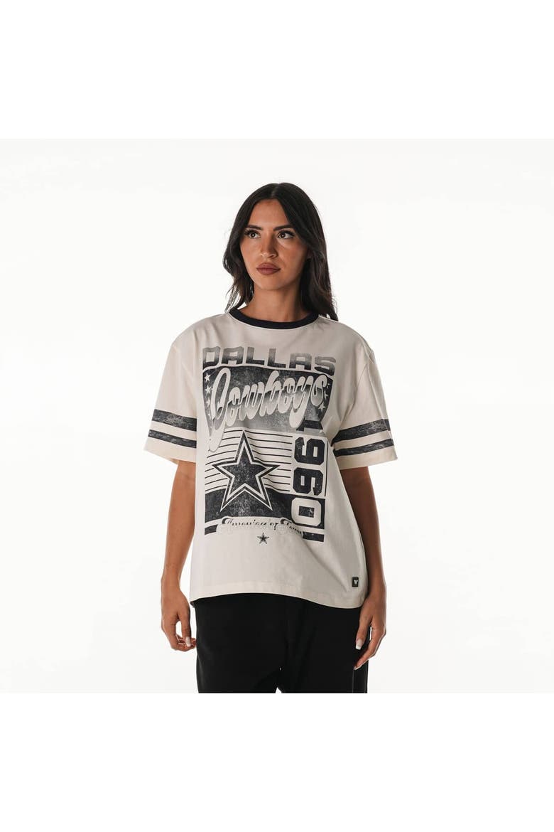 Women's The Wild Collective  Cream Dallas Cowboys Vintage Drop Shoulder Oversized Boyfriend T-Shirt, Main, color, Cream
