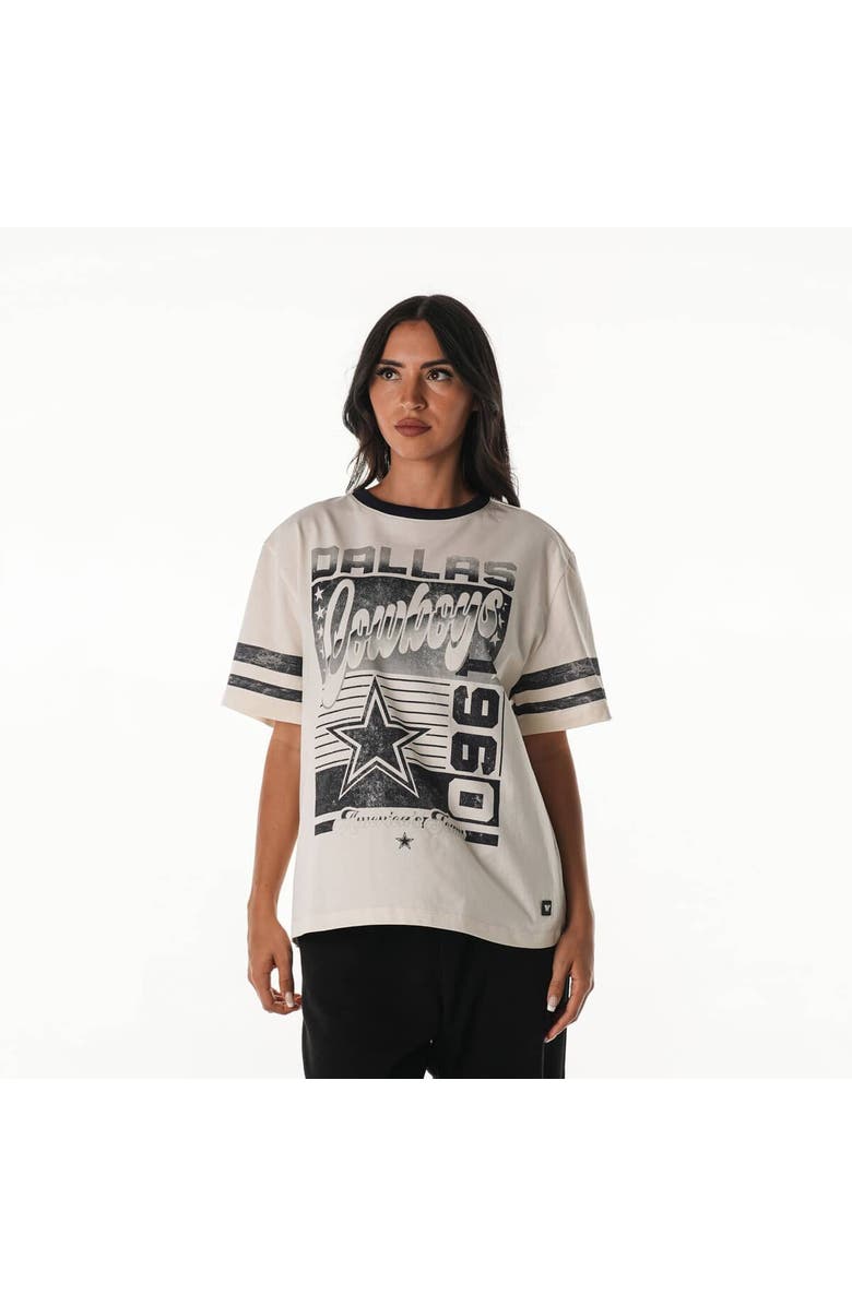 THE WILD COLLECTIVE Women's The Wild Collective Cream Dallas Cowboys Vintage Drop Shoulder Oversized Boyfriend T-Shirt, Main, color, Cream