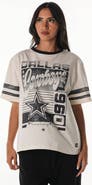THE WILD COLLECTIVE Women's The Wild Collective  Cream Dallas Cowboys Vintage Drop Shoulder Oversized Boyfriend T-Shirt