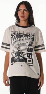 THE WILD COLLECTIVE Women's The Wild Collective Cream Dallas Cowboys Vintage Drop Shoulder Oversized Boyfriend T-Shirt