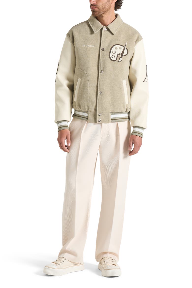 Le Galerie Varsity Jacket, Main, color, Sage