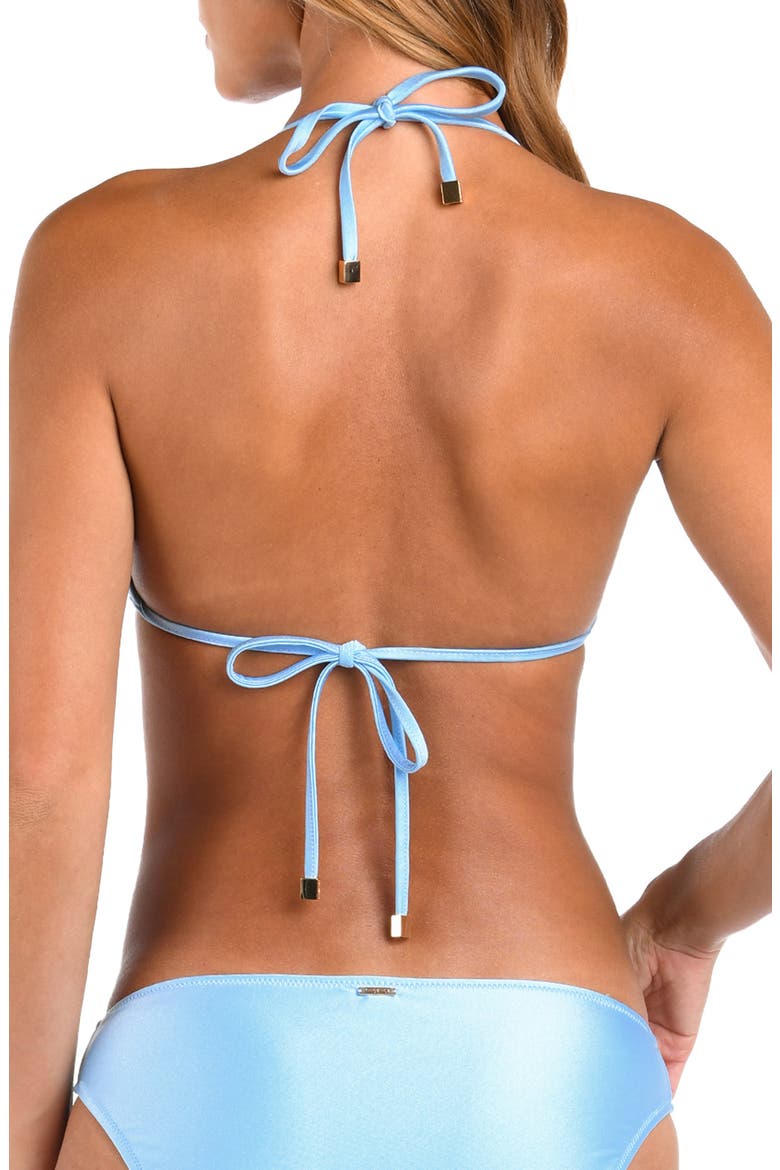 Annabelle Shimmer Triangle Bikini Top, Alternate, color, SKY
