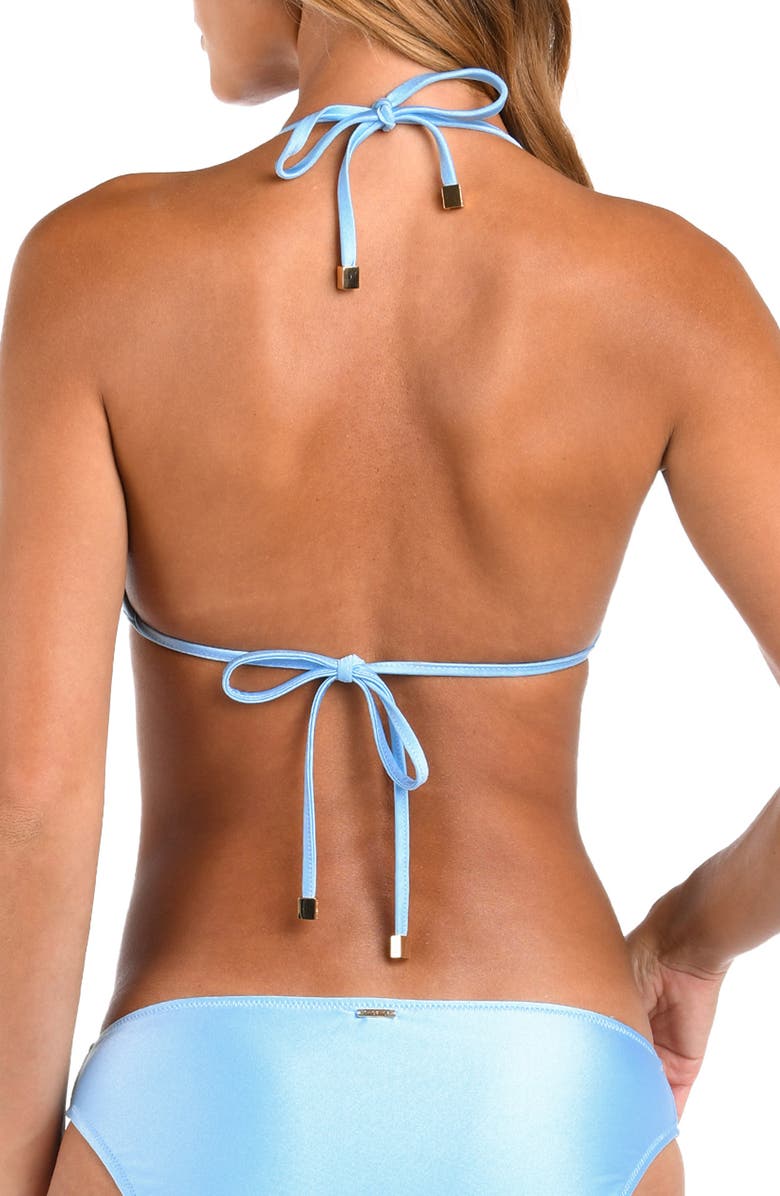 L'AGENCE Annabelle Shimmer Triangle Bikini Top, Alternate, color, Sky