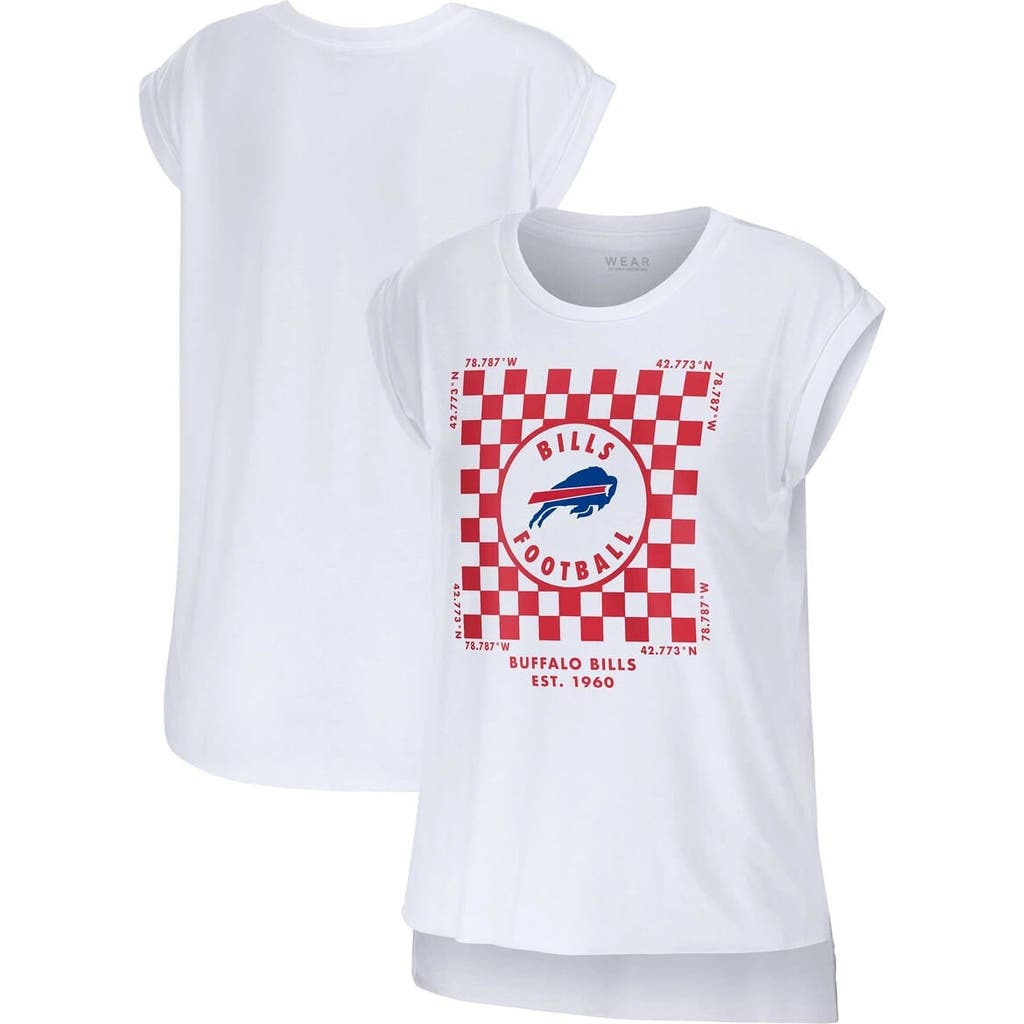 Wear By Erin Andrews White Buffalo Bills Checker Muscle Tank Top