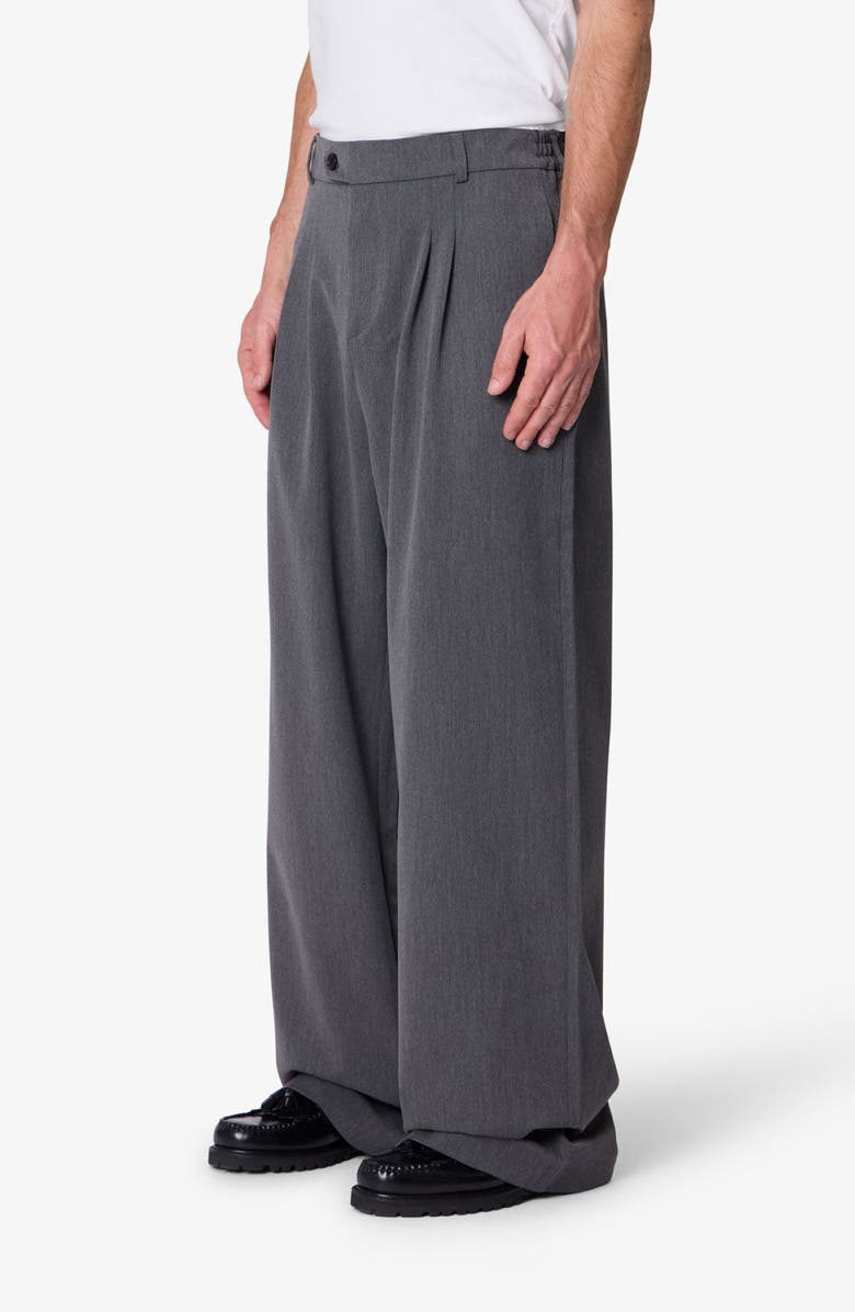 mnml Pleated Wide Leg Cotton Blend Pants, Alternate, color, Grey