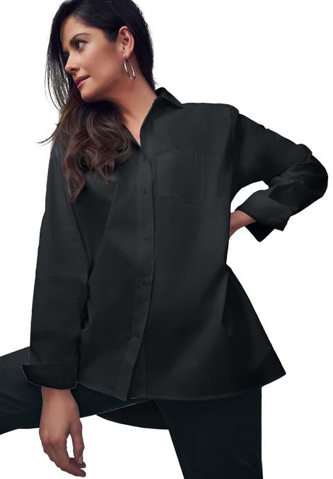 Wrinkle-Free Stretch Cotton Oversized Shirt
