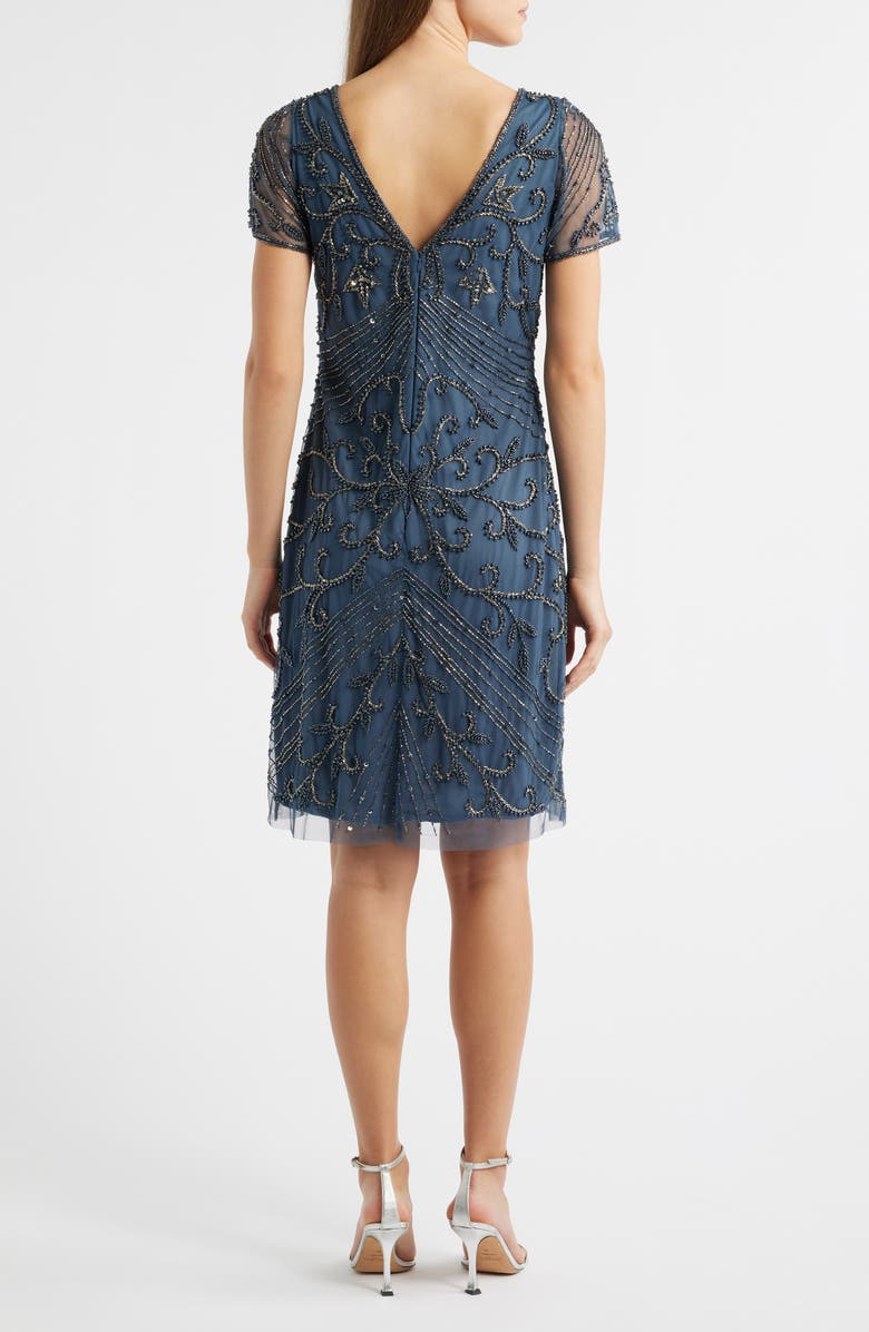 Pisarro Nights Beaded Double V-Neck Dress, Alternate, color, Grey