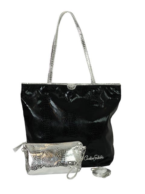 CF071 Vegan Python Large Tote with Convertible Pouch