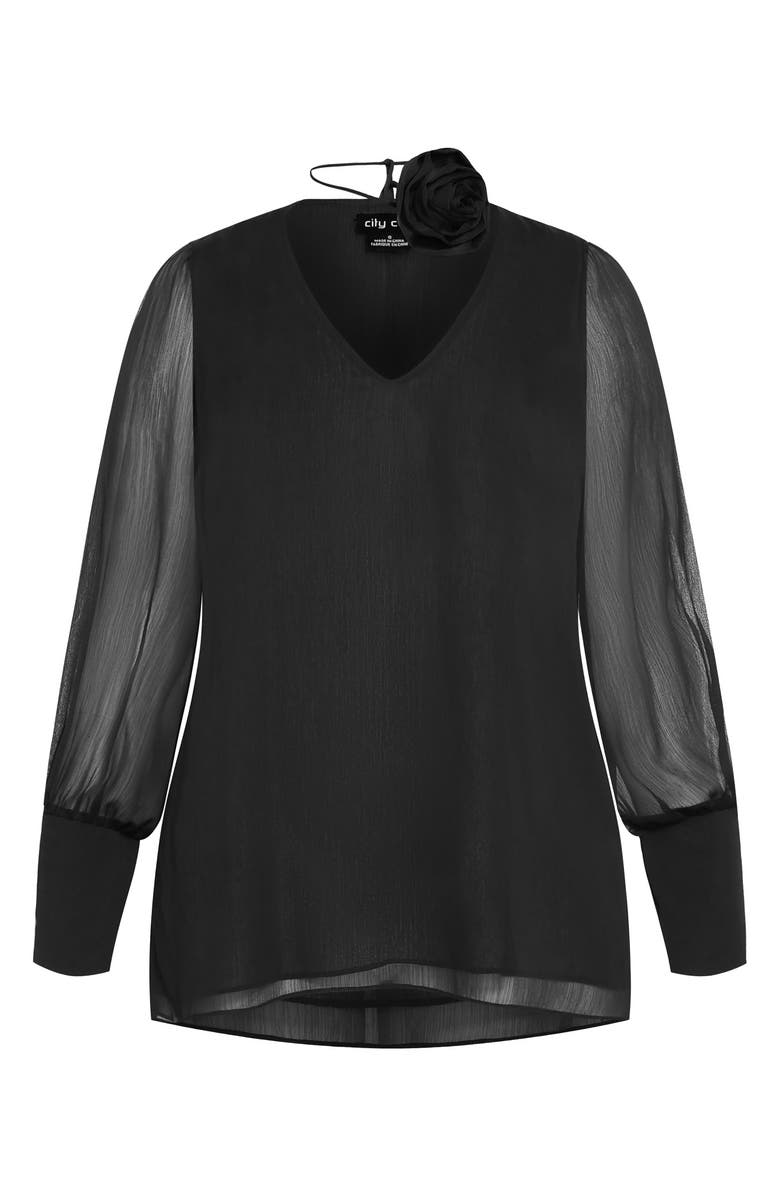 City Chic Lakelynn Rosette Top, Alternate, color, Black