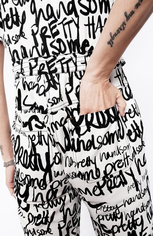 Wildfang Essential High Waisted Coverall In Pretty Handsome Script White