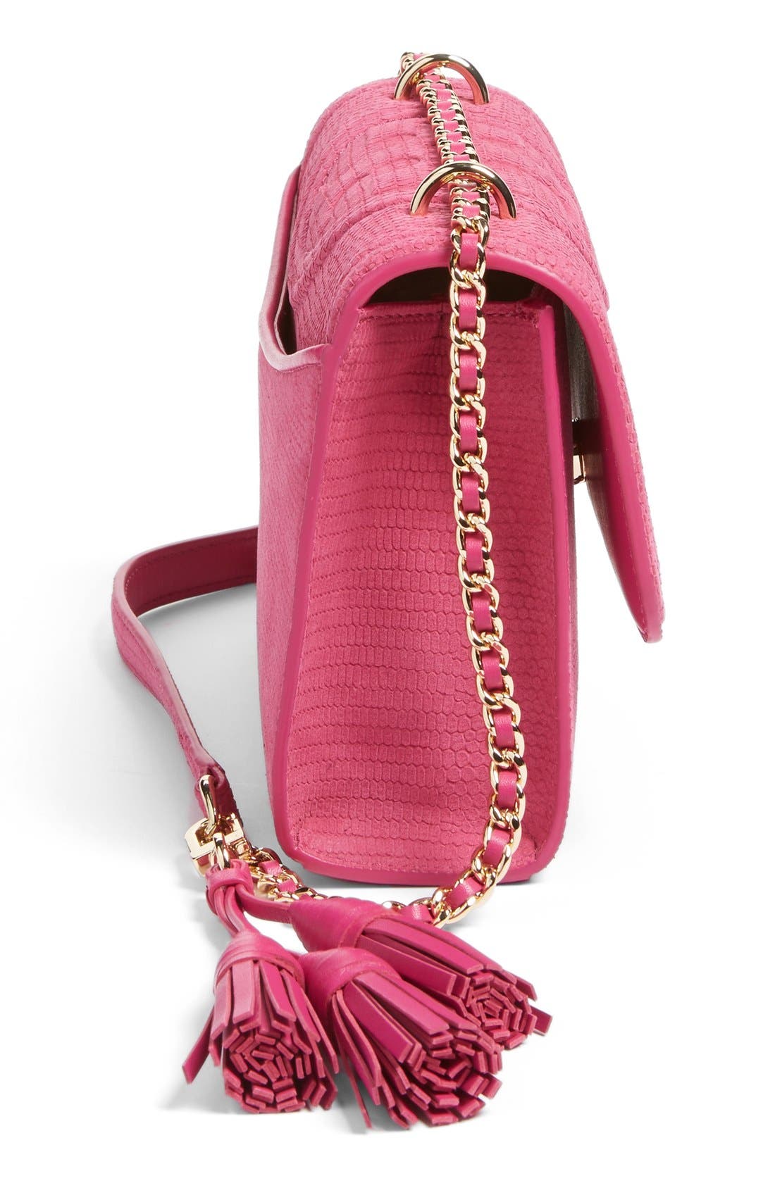 Tory Burch Small Fleming Snake Embossed Convertible Shoulder Bag, Alternate, color, 