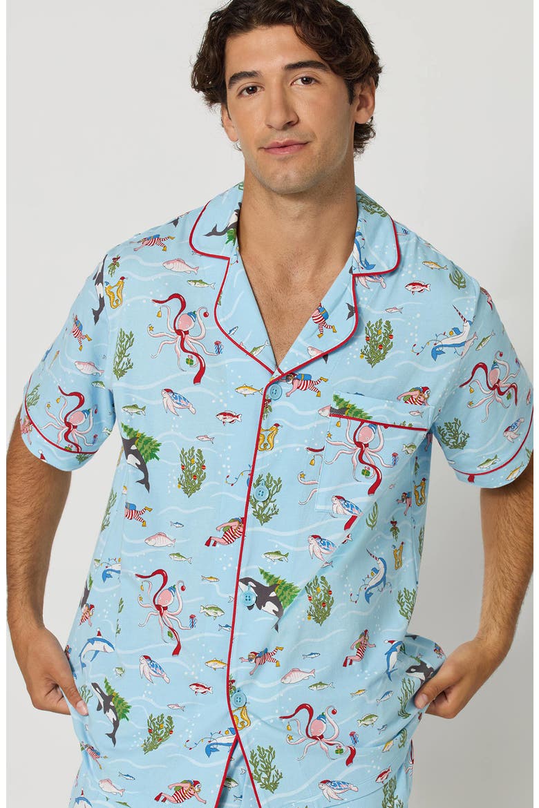 Short Pajamas, Alternate, color, JINGLE ALL THE WAVE
