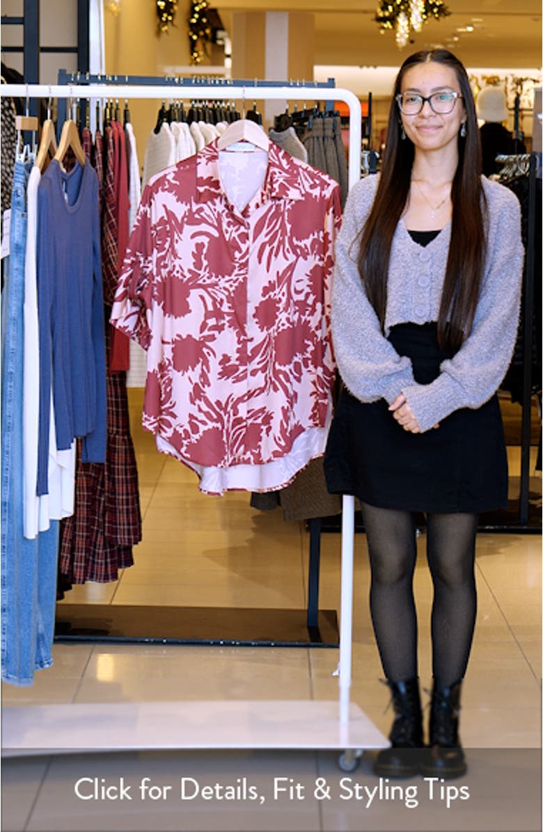 Elysia Floral Print Oversize Button-Up Shirt, sales video thumbnail