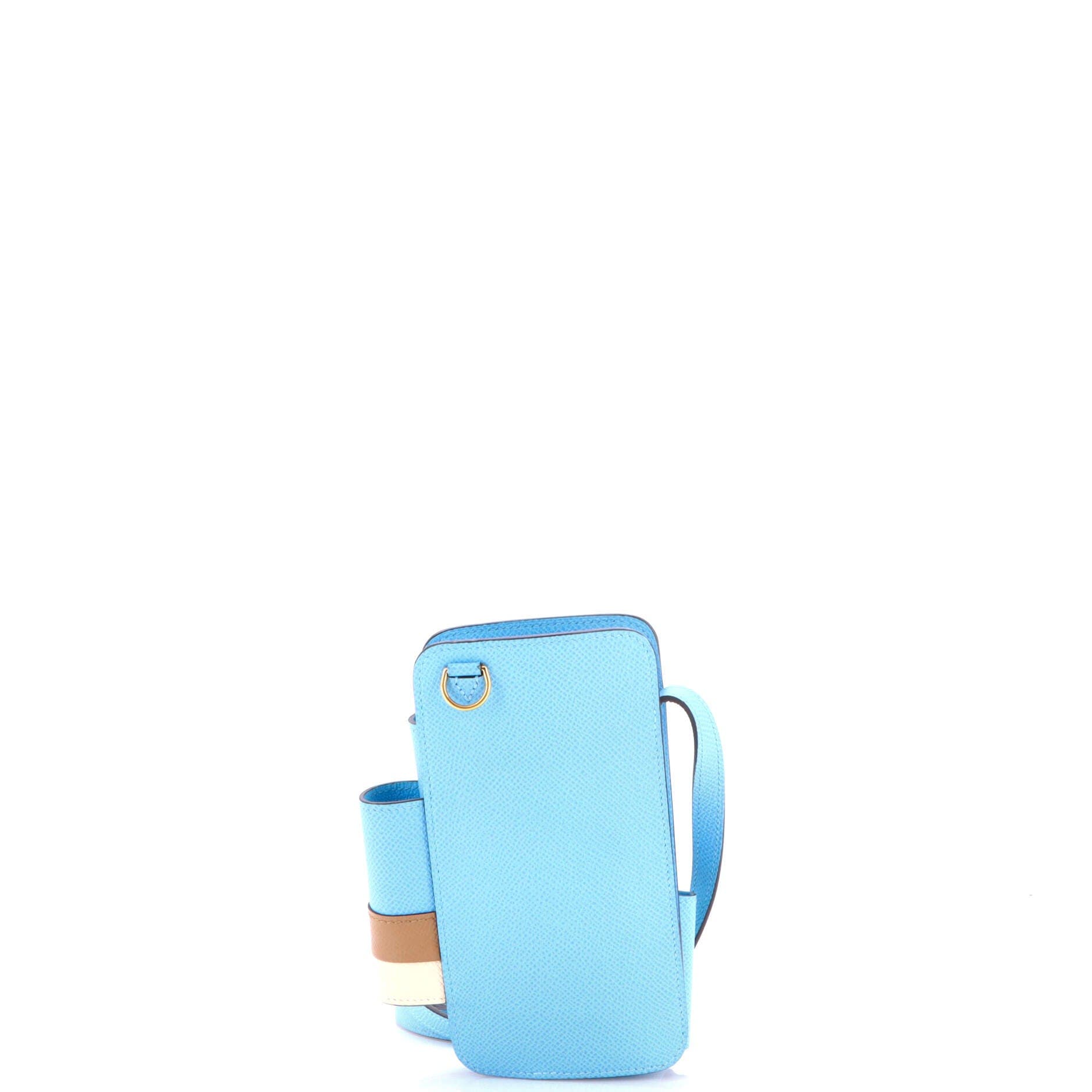 Pre-Owned Hermes Hermesway Phone Case Crossbody Bag Epsom, Alternate, color, Celeste
