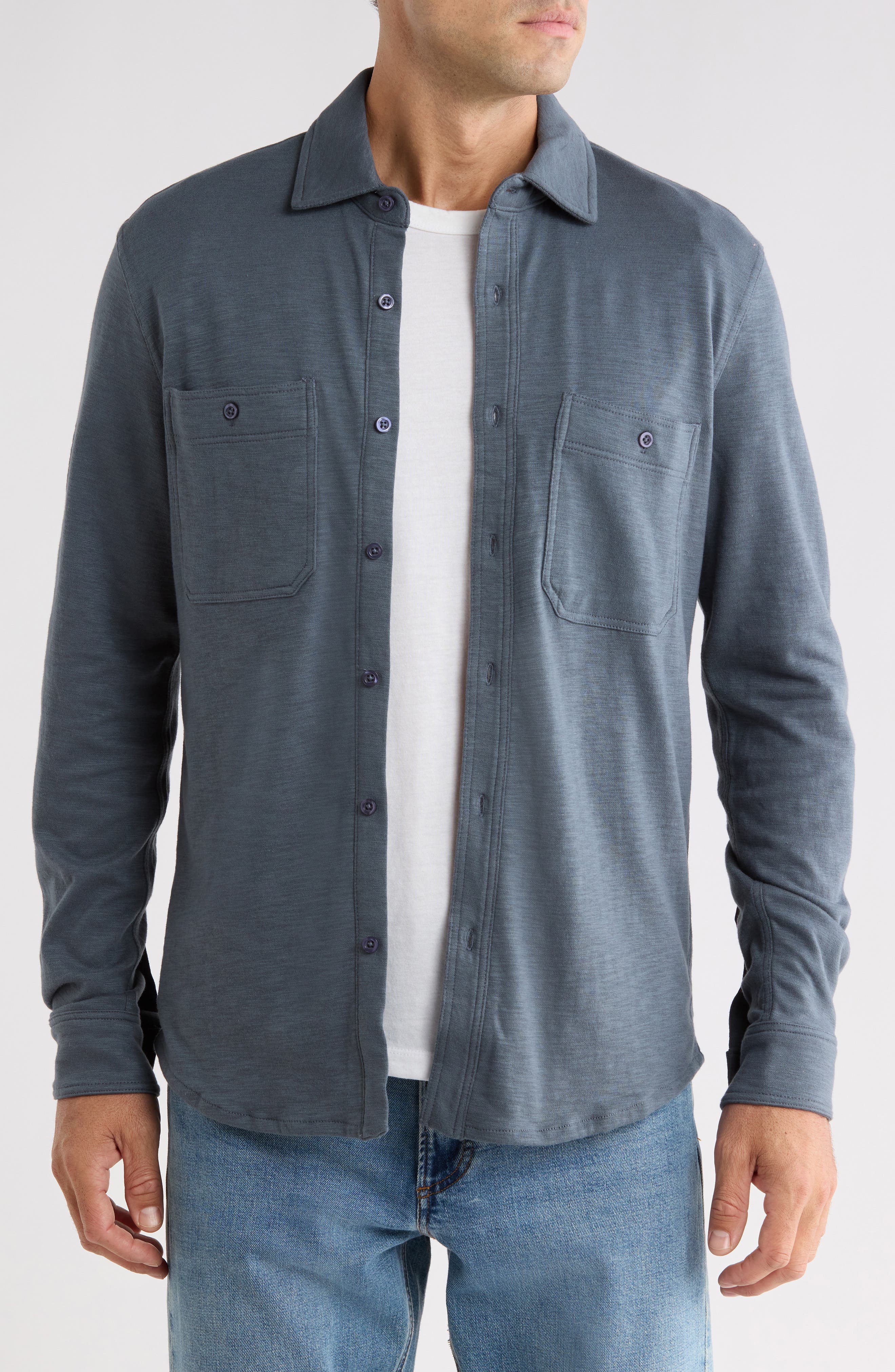 Knit Stretch Cotton Work Shirt