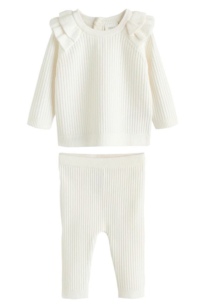 Kids' Ruffle Rib Top & Leggings Set, Main, color, NEUTRAL