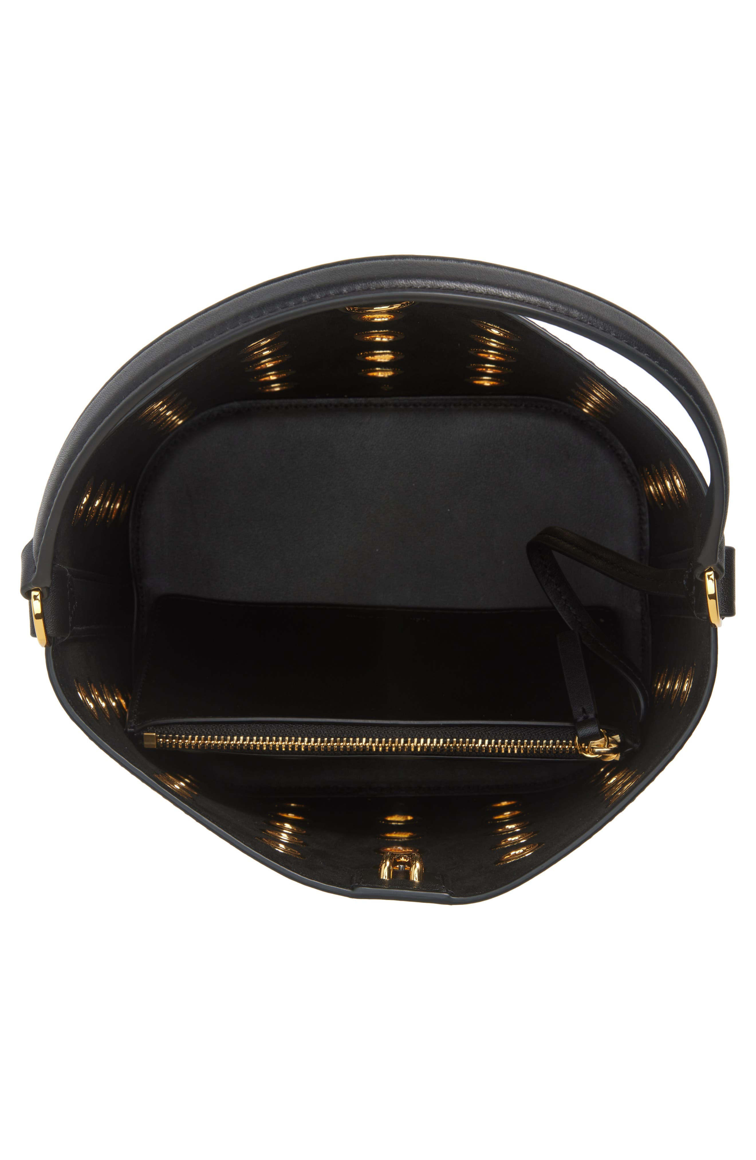 Veronica Beard Small Grommet Satchel, Alternate, color, Black Gold