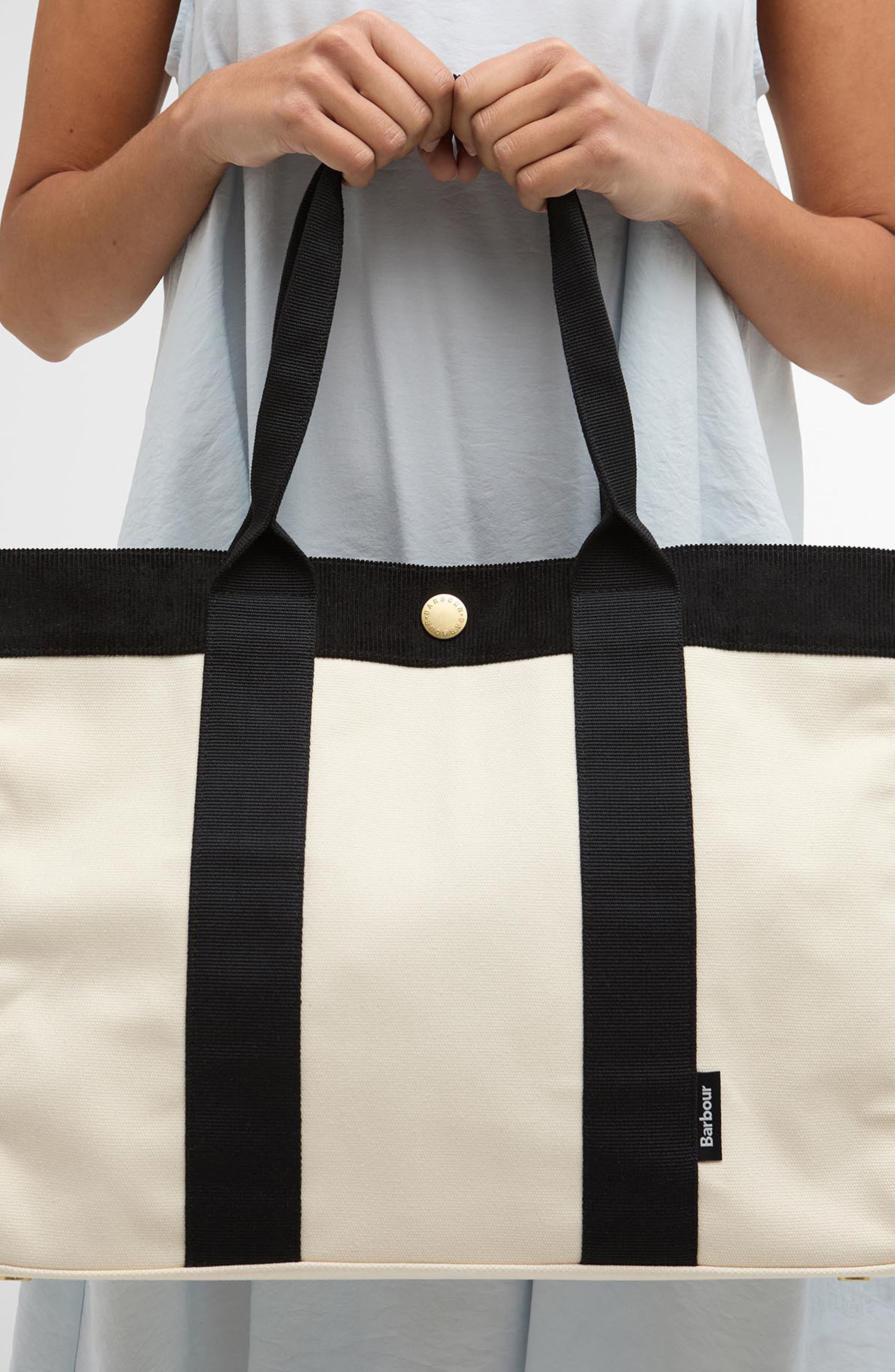 Barbour Large Selena Cotton Canvas Tote, Alternate, color, Ecru