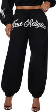 True Religion Crystal Logo Mid Rise Boyfriend Joggers