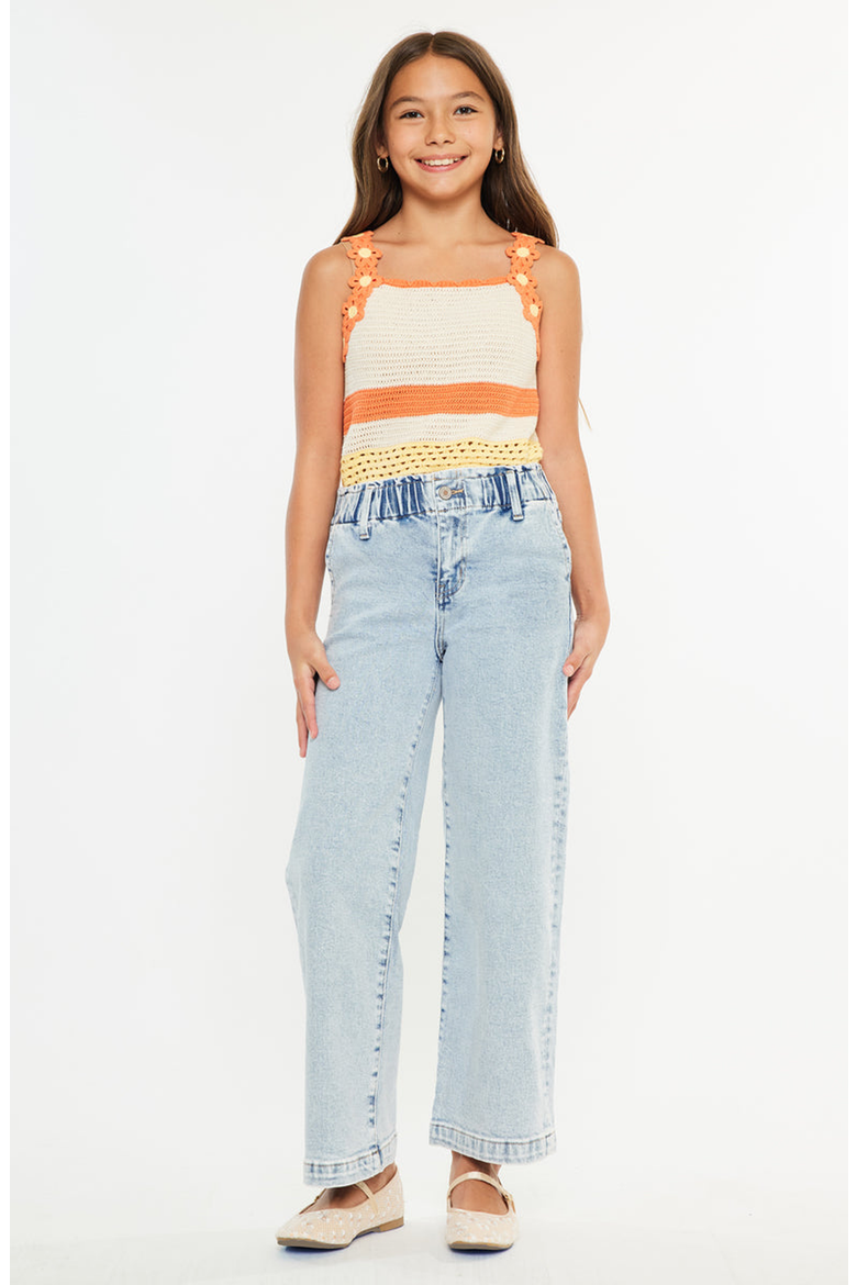 Rubi High Rise Wide Leg Kids Jeans, Alternate, color, Light Wash