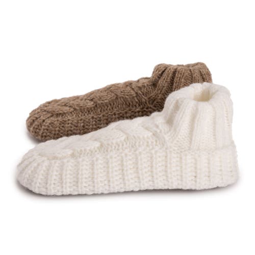 Muk Luks 2 Pair Pack Cuffed Sweater Knit Ballerinas In Nude